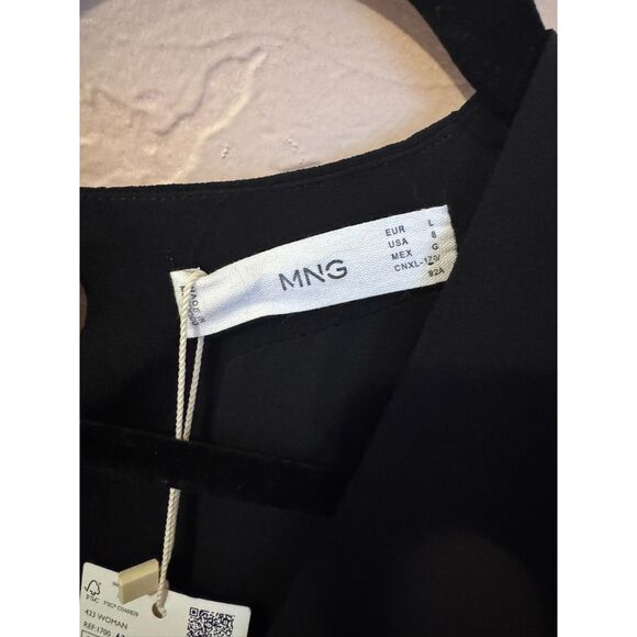 NEW MNG by Mango Classic Black Dress with Twist Front Size 8 - Picture 7 of 10
